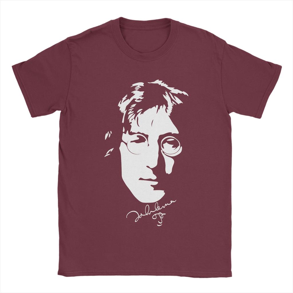 John Lennon TShirt Men  Vintage Pure Cotton Tee Shirt Round Collar Short Sleeve T Shirts Plus Size Clothing