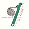 Adjustable Chain Wrench Tool - Ergonomic Green Handle,Versatile Automotive Maintenance Accessory for Filters and Pipe Fittings