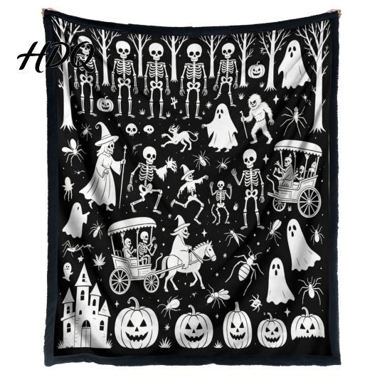 Stress Relief Craft Activities Halloween DIY Coloring Blanket Throw Blanket with Ghost Patterns Color Your Projects for Relaxation Own Washable Cozy