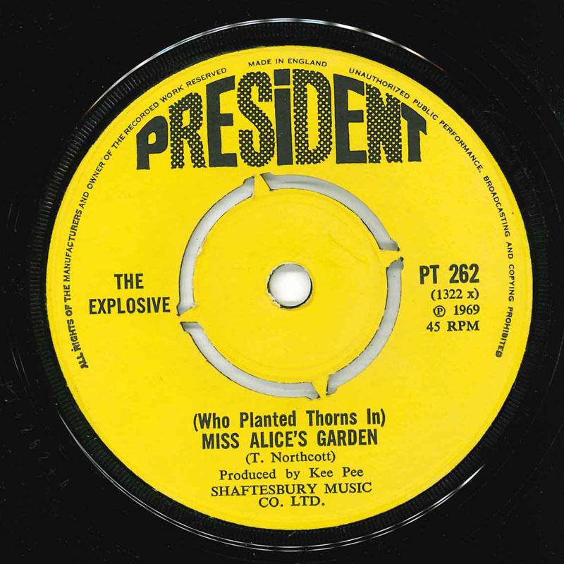 

7-дюймовая пластинка ВЗРЫВНАЯ - (Кто посадил тернии в) PT262 Президент 1969 Великобритания Рок Б/У