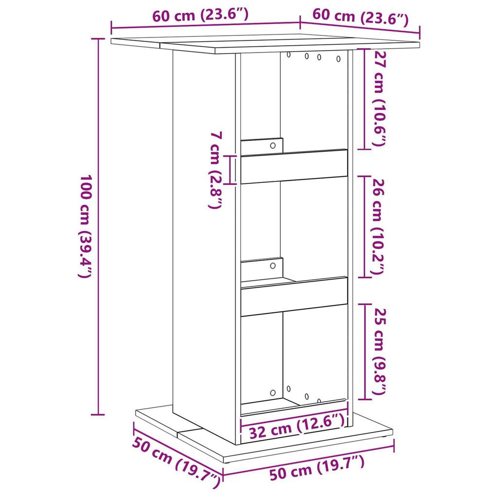 Bar table with layered partitions and open storage space, entryway storage table, 60x60x102 cm