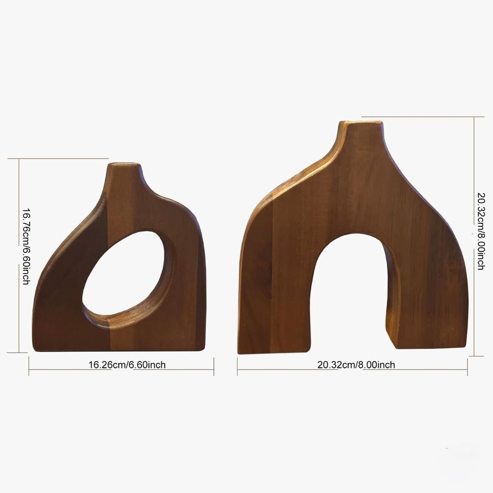 Solid Wood Wooden Vase Irregular Shape Floral Arrangement Vase Nordic Style Vase  Floral Display