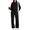 Felpa con Collo Colorato da Donna e Pantaloni Larghi Casual Set da 2 Pezzi