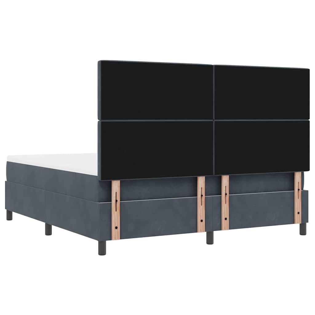 Box Spring Bed with Headboard Dark Grey 200 x 180 cm Velvet