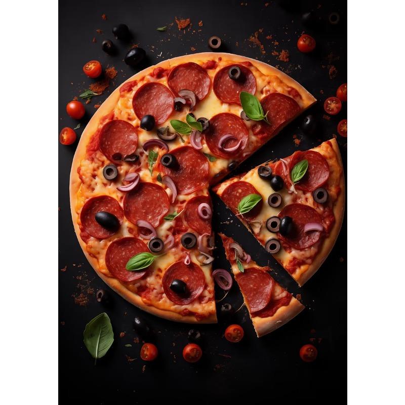 

Healing Temptation Delicious Pizza Art Food Poster Canvas Prints Wall Painting Restaurant Kitchen Living Room Home Decoration 21cm×30cm NoFrame