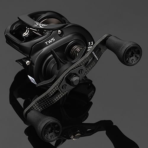 Gomexus FH95 Reel Handle, Carbon Double Handle for Daiwa, Shimano, and Antares Baitcasting Reels, 95mm with TPE Knob, Ambidextrous for Baitcasting, Ro