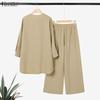 ZANZEA Women Long Sleeve Blouse and Pants Muslim Casual Two Piece Suit Sets