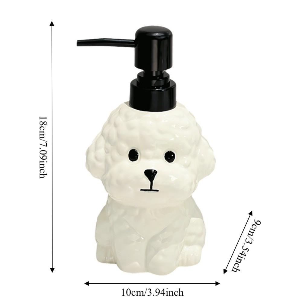 No-Leak Lotion Pump Bichon Frise Ceramic Soap Dispenser Hand Sanitizer Bottle Children/Kids