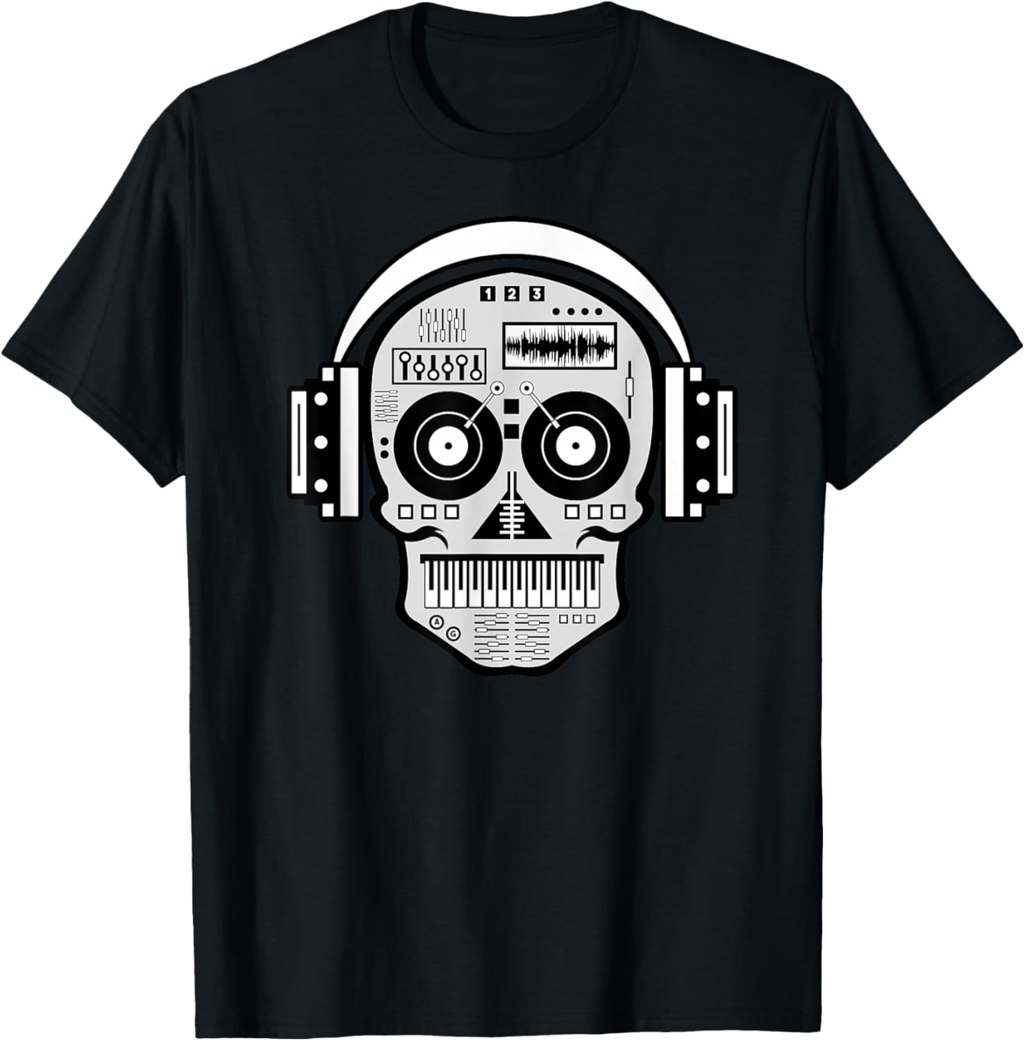

Sugarskull DJ Table Shirt Skull Disc Jockey Headphones TShirt - Men s Summer Cotton Graphic Tee S разноцветный