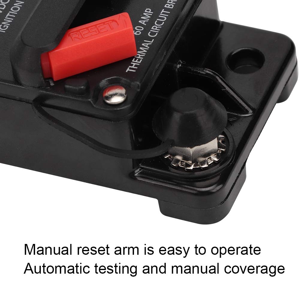 Qii Lu 30A/40A/60A Car Stereo Audio Resettable Inline Circuit Breaker Self Healing Fuse Metal (60A)
