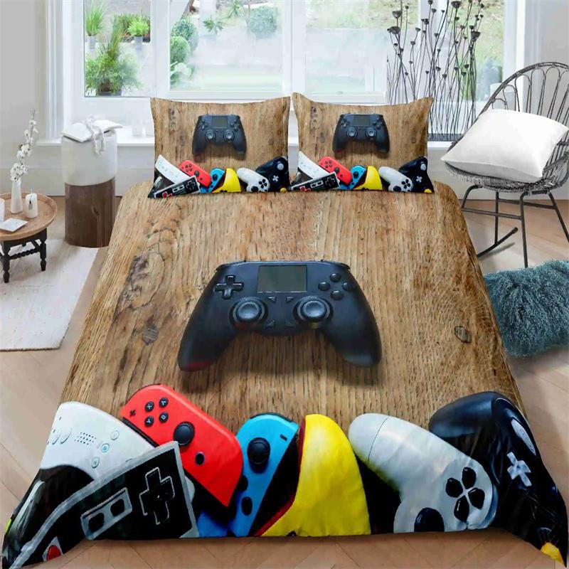 Gamer Sengesett for soverom Myk Moderne Gamepad Sengetepper Komfortabelt Dynetrekk for barn Videospill Dynetrekk og putetrekk