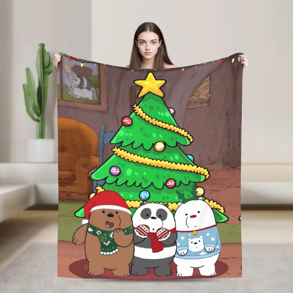 Warm Soft Blanket Camping We Bare Bears Somos Osos Bedding Throws Flannel Bedspread For Couch Bed Pattern Sofa Bed Cover