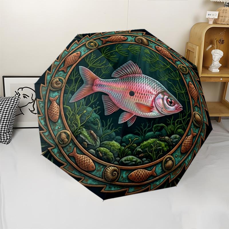 Underwater Serenity pattern umbrella, portable and foldable design, 8 ribs, a casual accessory for Halloween, Christmas, and birthday gifts.