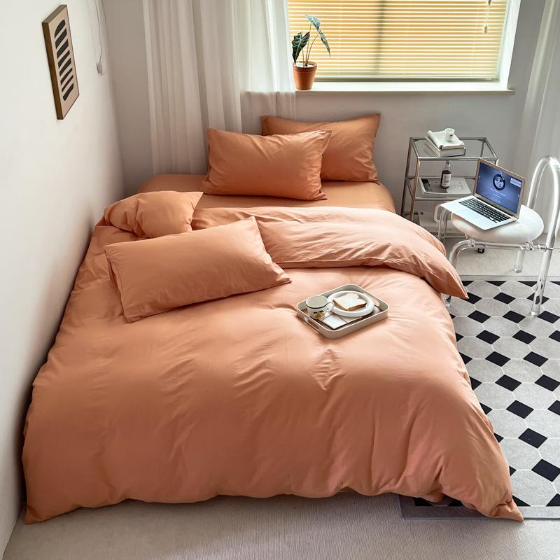 Pure Cotton Quilt Cover, Color Matching Four-piece Set, Pure Cotton, Pure Autumn and Winter Simple Single Product, Bedding, Duvet Cover