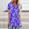 Ladies Short Sleeve Pleated Loose Tops Plus Size Casual Tops V Neck Short Sleeves Casual Summer T Shirts Ladies Tops T Shirts Shirts