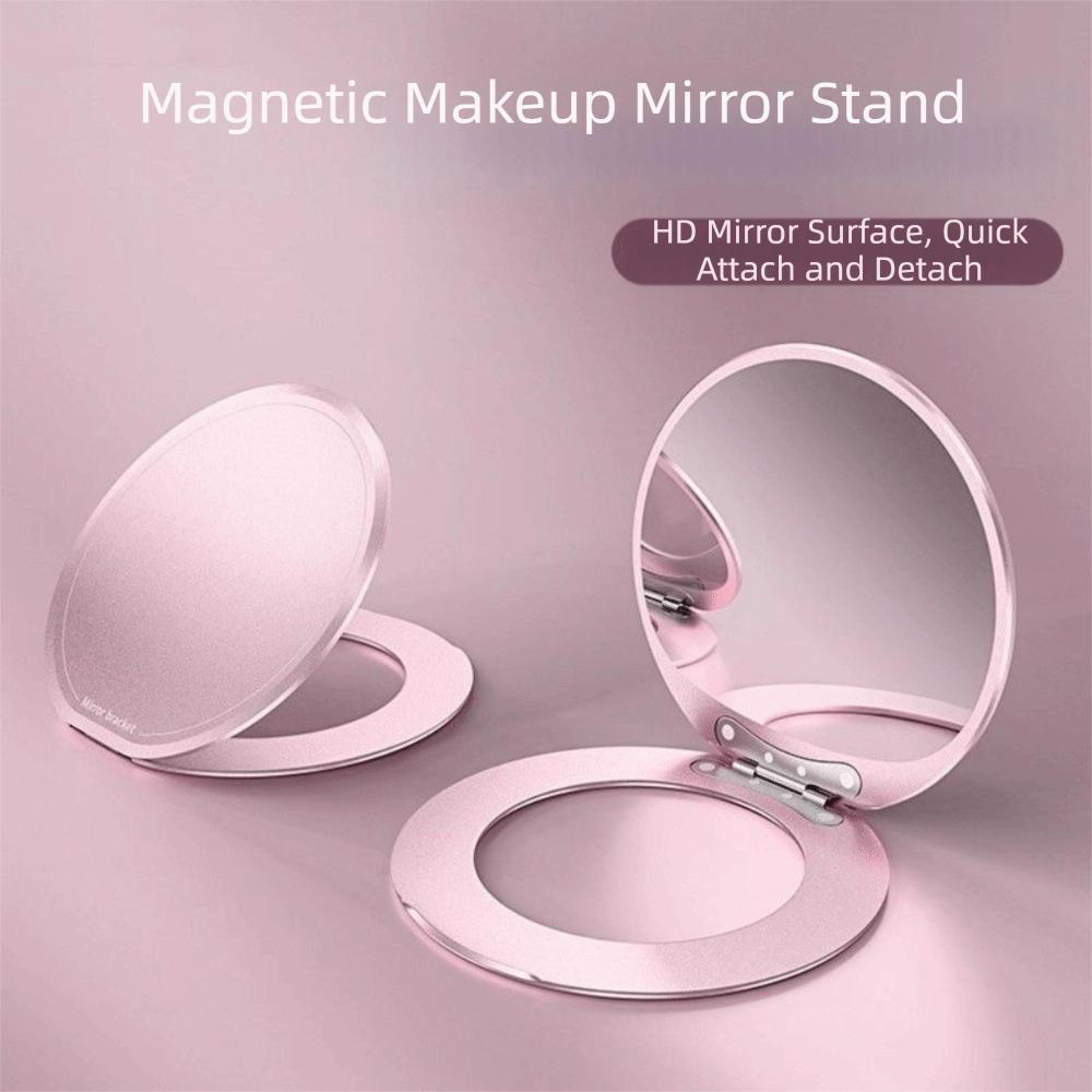 Portable Magnetic Mirror Phone Holder Mobile Phone Kickstand Mirror  Beauty Accessory