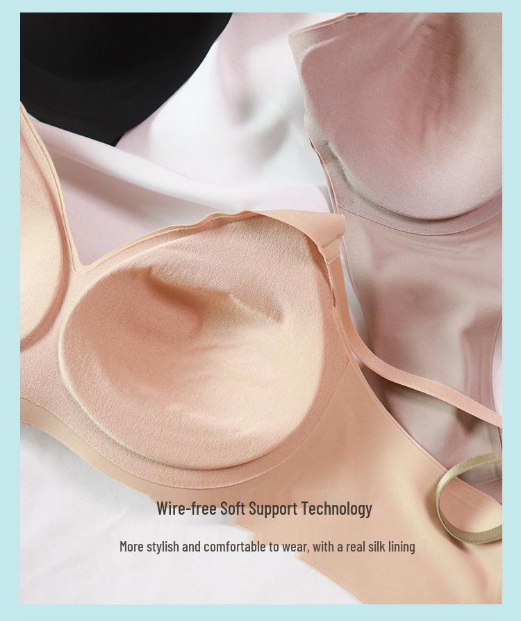 Tangge Seamless Wire-Free Silk Bra: Soft Support, High Elasticity, Thin Micro Gathering
