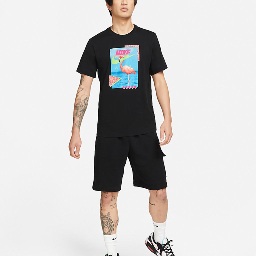 Nike AS Sportswear Beach Flamingo Regular Fit Crew Neck Short Sleeve Cotton T-Shirt Men Black DD1283-010