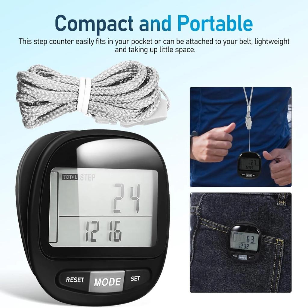 Bleiben Sie aktiv mit diesem praktischen, tragbaren und sportlichen, genauen 3D-Schrittzähler - Verfolgen Sie Ihren Fortschritt beim Gehen, Wandern und Laufen