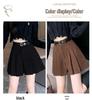 Women's High-Waist Corduroy Pleated Shorts, Coffee Color, Slimming Wide-Leg, Autumn/Winter 2025, Petite Fit.
