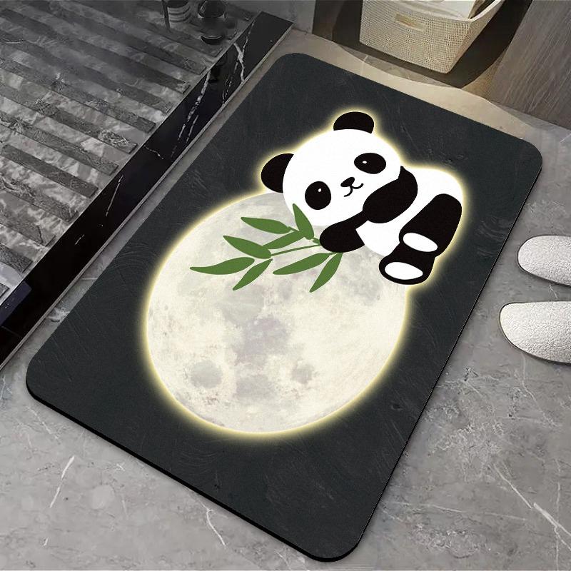 Cute Panda Door Mat Chinese Style Bathroom Diatom Mud Floor Rug Anti Slip Household Toilet Super Absorbent Quick Drying Carpet