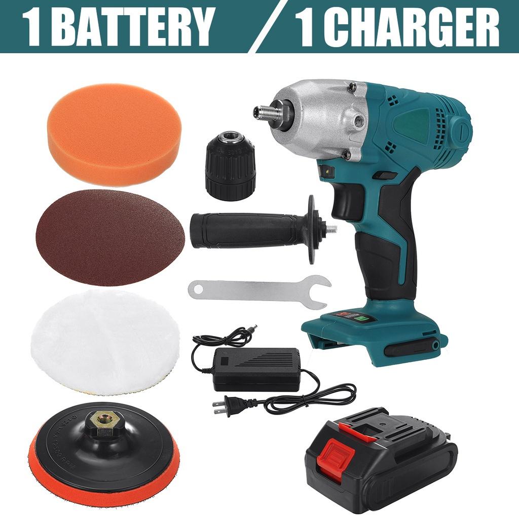 2800 U/min 5 Zoll Akku-Polierer 2 IN 1 Bohrmaschinen-Set Schrauber-Set Autopolierer Polierscheibe für Makita 18V Akku