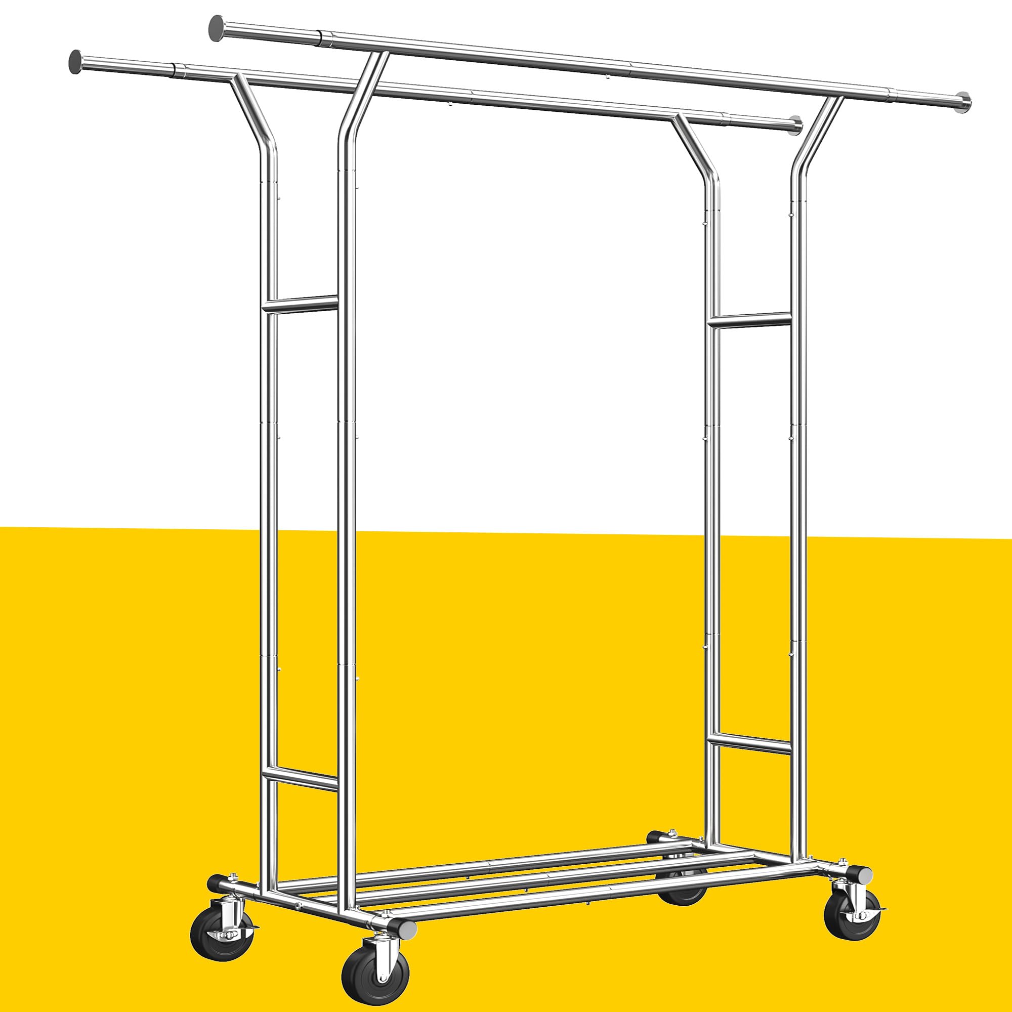 

REIBII Hanger Width Coat Load Capacity Large Clothes With 2 Pipe Indoor Clothes Easy Space Saving Rack, Sturdy, 108~167.5Depth 52.5Height 157.7cm, серебряный