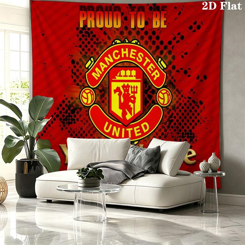 Manchester United F Custom Name Wall Tapestry Aesthetic Wall Hanging Printed Fabric Blanket Decorative Tapestries for Bedroom Living Room Home Decor