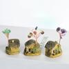 Crystal Mini House Ornament Decorative Crafts Natural Crystal Tree Crushed Stone Wealth Tree Cabin Garden Home Decoration