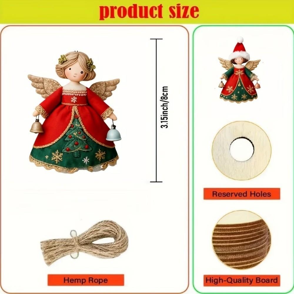 12pcs Wooden Christmas Tree Decor 2D Flat Girl-Shaped Pendant Christmas Gift Giving