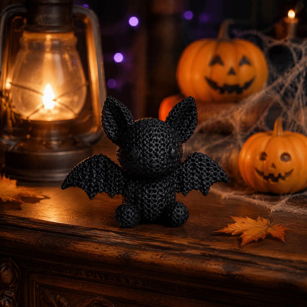 Crochet-Style Mini Knitted Texture Bat Figurine Gothic Dark-Style Bat Statue Halloween Party
