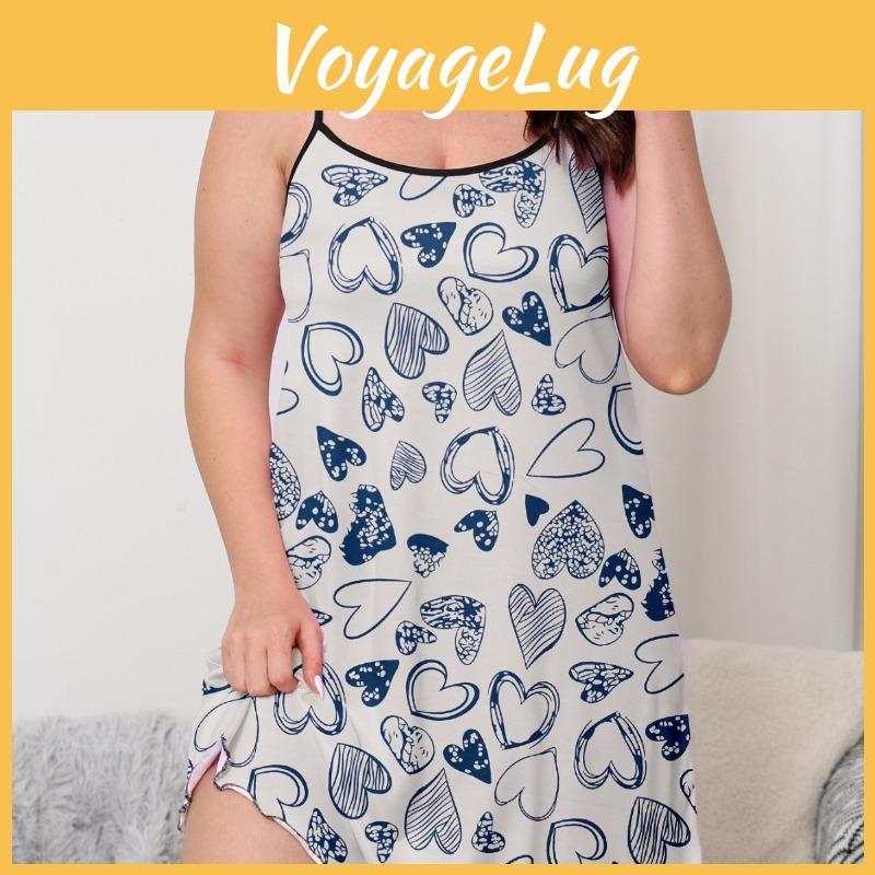 Size Plus Nightgown Summer Womens Butterfly Printed Sexy Halter Nightgown Homewear
