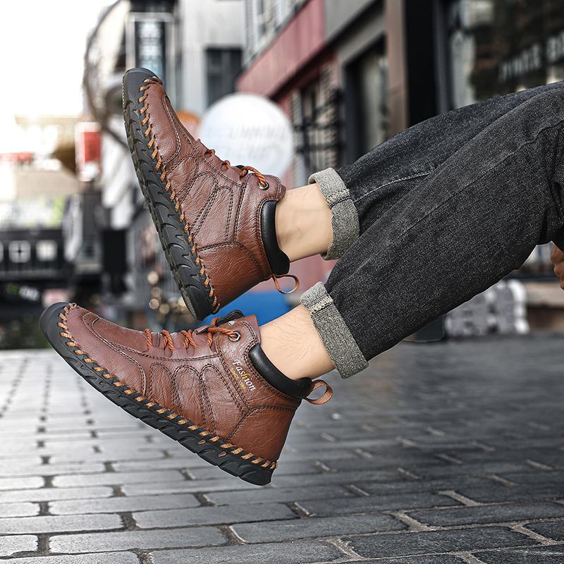 38-48 Men Leather Casual  Shoes Design Sneakers Man Breathable Leather Shoes Men Ankle Boots