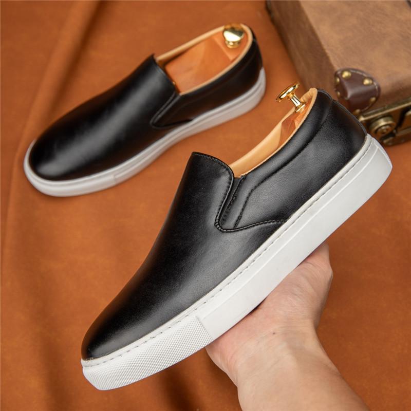 Fashion Designer New Men Slip On Loafter Men's Black Brown Leather Shoes Male Walking Sneakers Tenis Masculino Zapatos Hombre