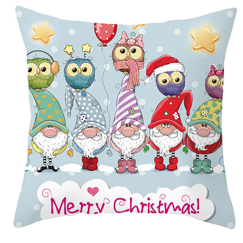 Happy New Year Christmas Decoration Dwarf Print Pattern Cushion Cover for Home Living Room Sofa Decoration Pillow Cover