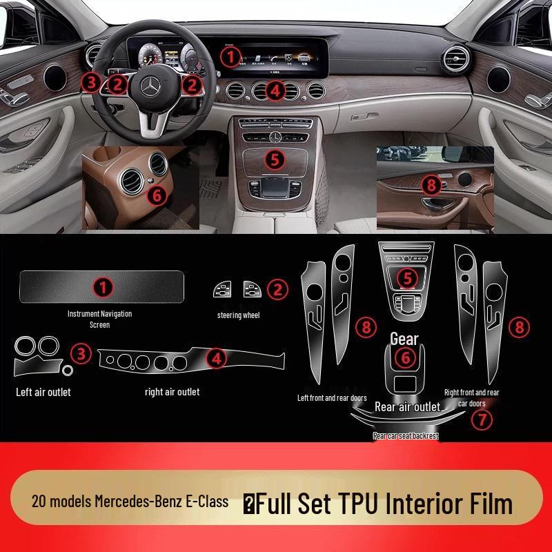 TPU Protective Film for 2017-2024 Mercedes-Benz E-Class E300L/E260L Interior Screens & Panels