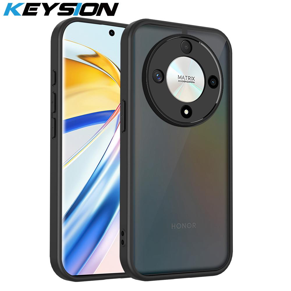 

KEYSION Matte Translucent Black Phone Case for HONOR X9b 5G Soft Silicone+PC Clear Shockproof Back Cover for Magic 6 Lite 5G for Magic 6 Lite 5G чёрный
