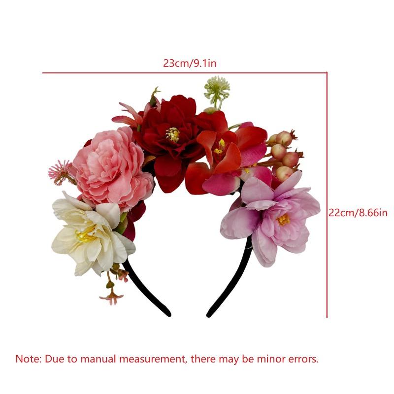 New simulation fabric orchid head buckle bridal wedding rose headband light luxury double row fake flower headgear