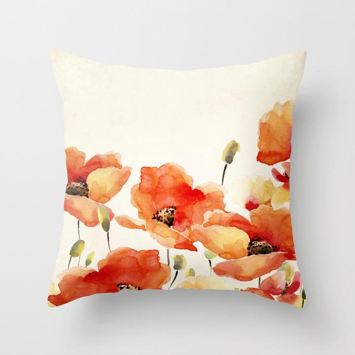 New Flower Plant Peach Velvet Pillow Case Sofa Pillow Car Cushion