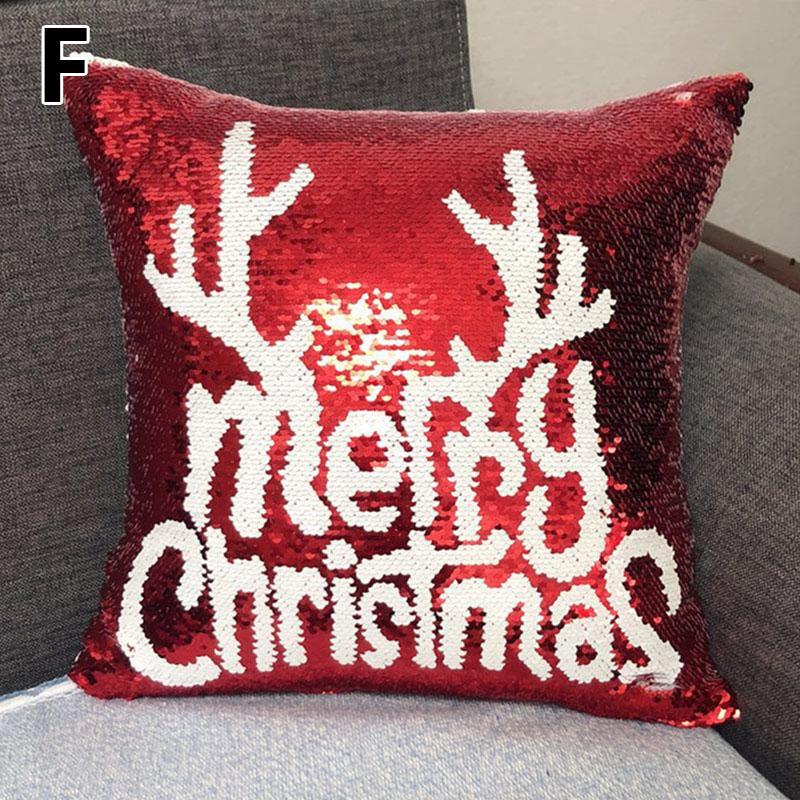 Elk Snowflake Red Xmas Pillow Cover for Living Room Glitter Sequins Cushion Cover Christmas Decoration Sofa Throw Pillow Case