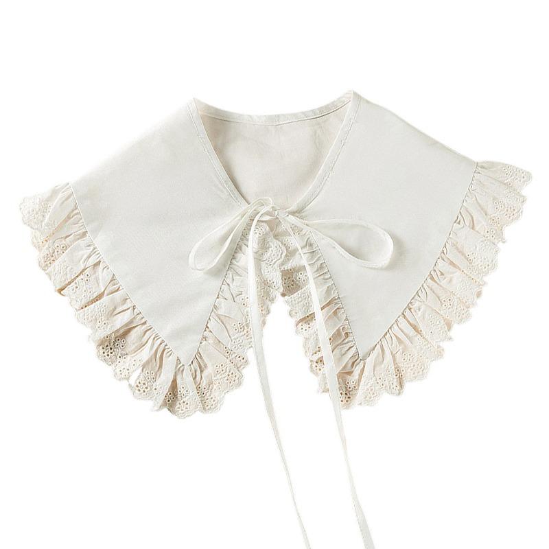 False Shawl Big Collar Fake Cotton Doll Dickey Lace Shawl Layer Ruflfe Collar Detachable Tie Women Girls Lolita Cute Sweater