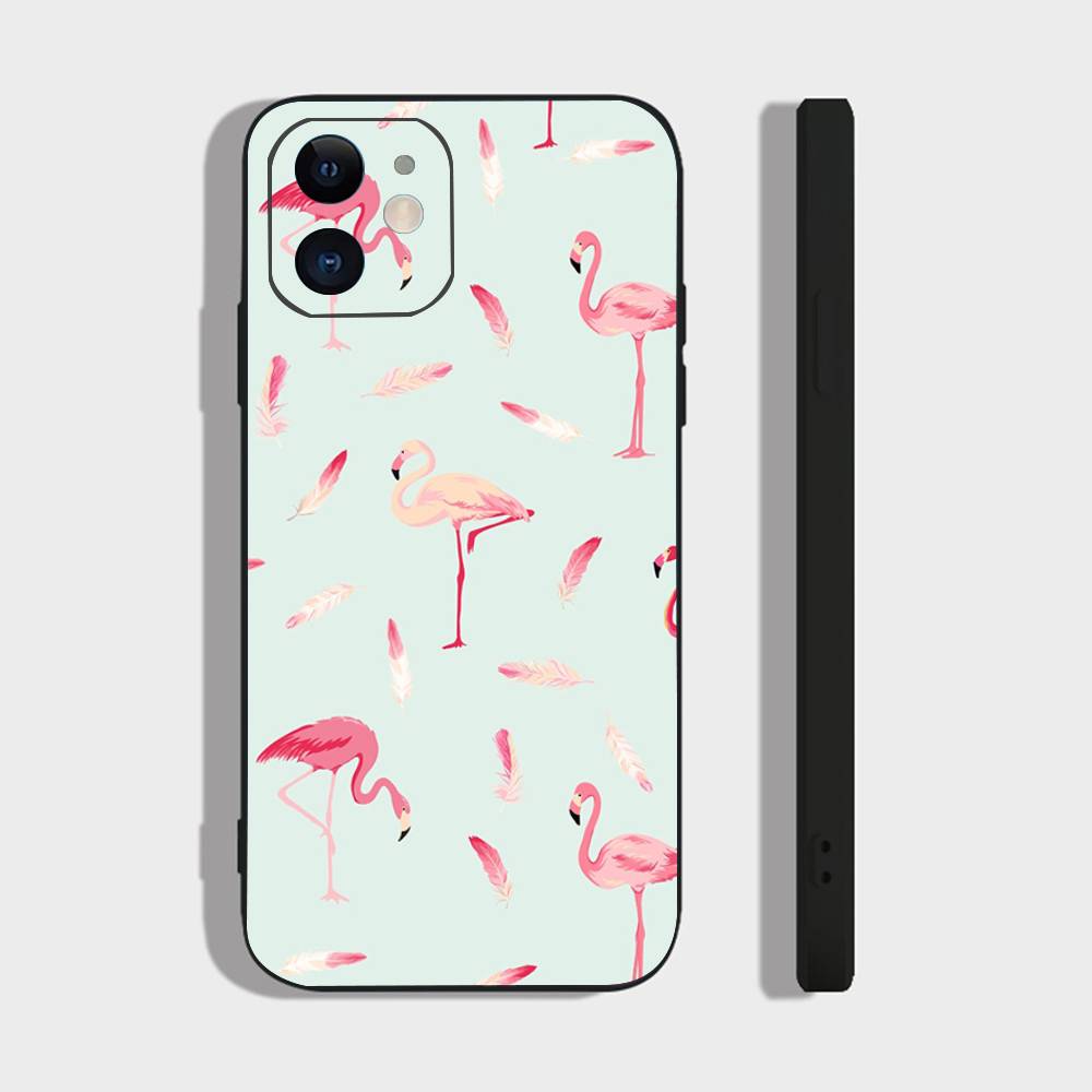 

Flamingo Phone Case For IPhone 17 Air 16 15 14 13 Pro Max 11 12 Black Silicone Cover IPHONE 11PRO