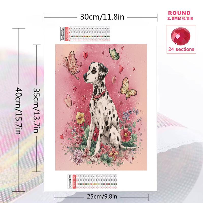 Pink Dalmatian Pattern 3pcs 100% Round Full Drill 5D DIY Diamond Painting Embroidery Cross Stitch Rhinestone Décor
