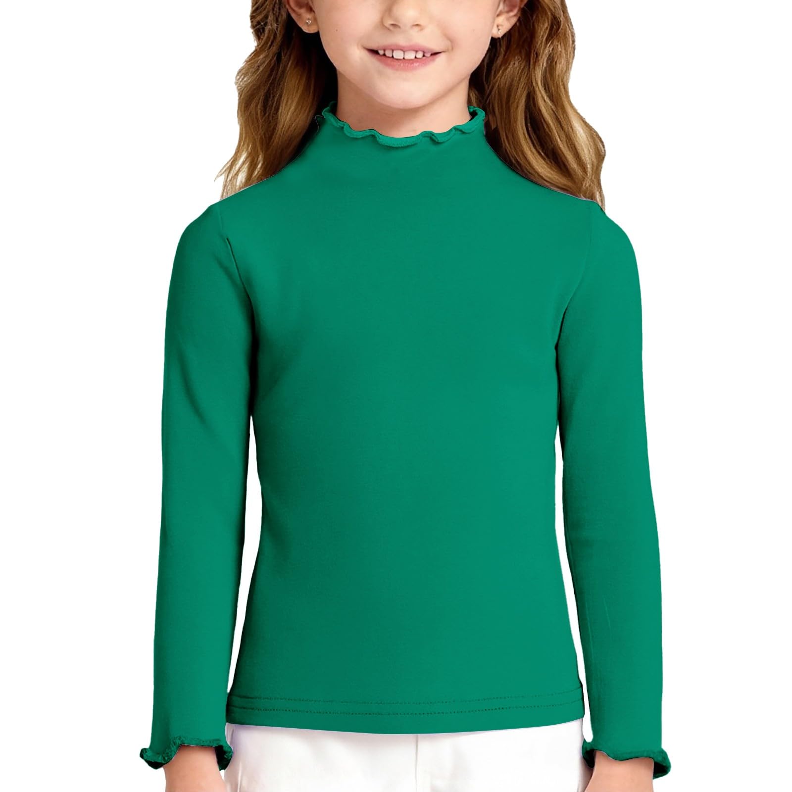 

Boy And Girls Color Long Sleeved T-shirt Round Neck Color T-shirt 130 зелений
