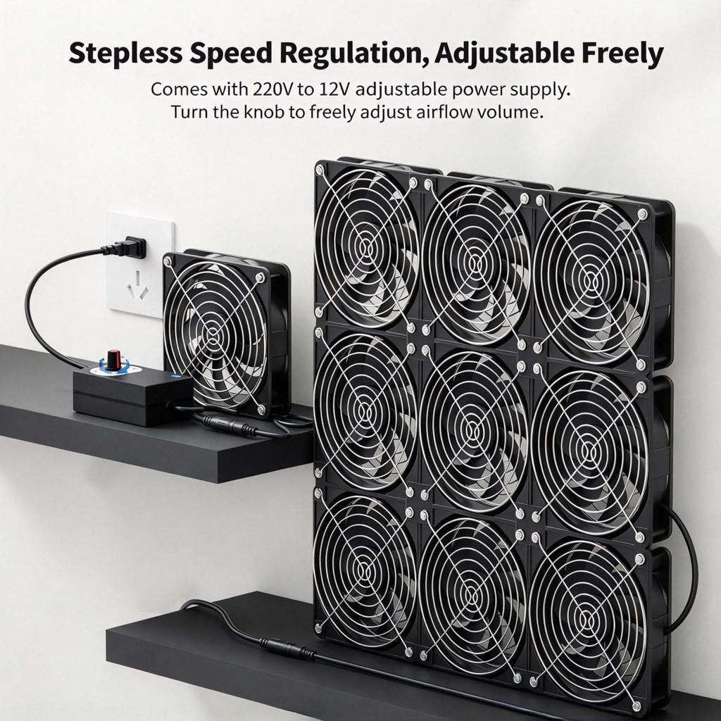 12CM 2800 U/Min Einstellbare Geschwindigkeit DC-Kühlventilator, Leiser Abluftventilator für Server, Router, Laptop & Sukkulentenkühlung