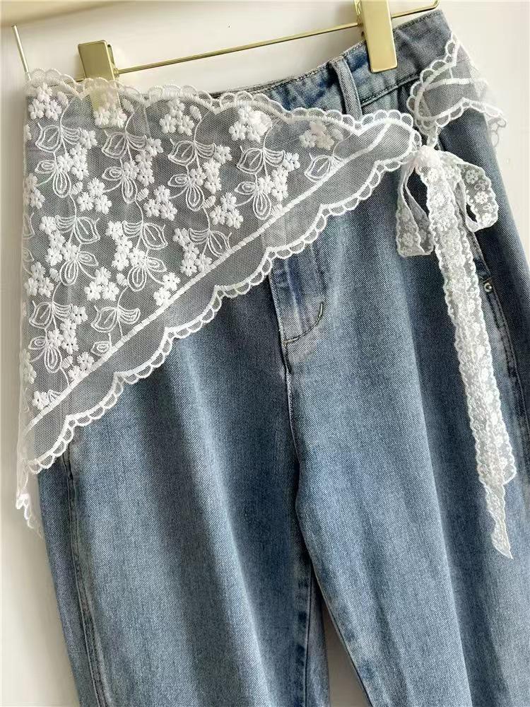 Korean Style Layered Gauze Lace Skirt with Headscarf - Spring/Summer Women's Versatile Short Skirt & Butt Cover
