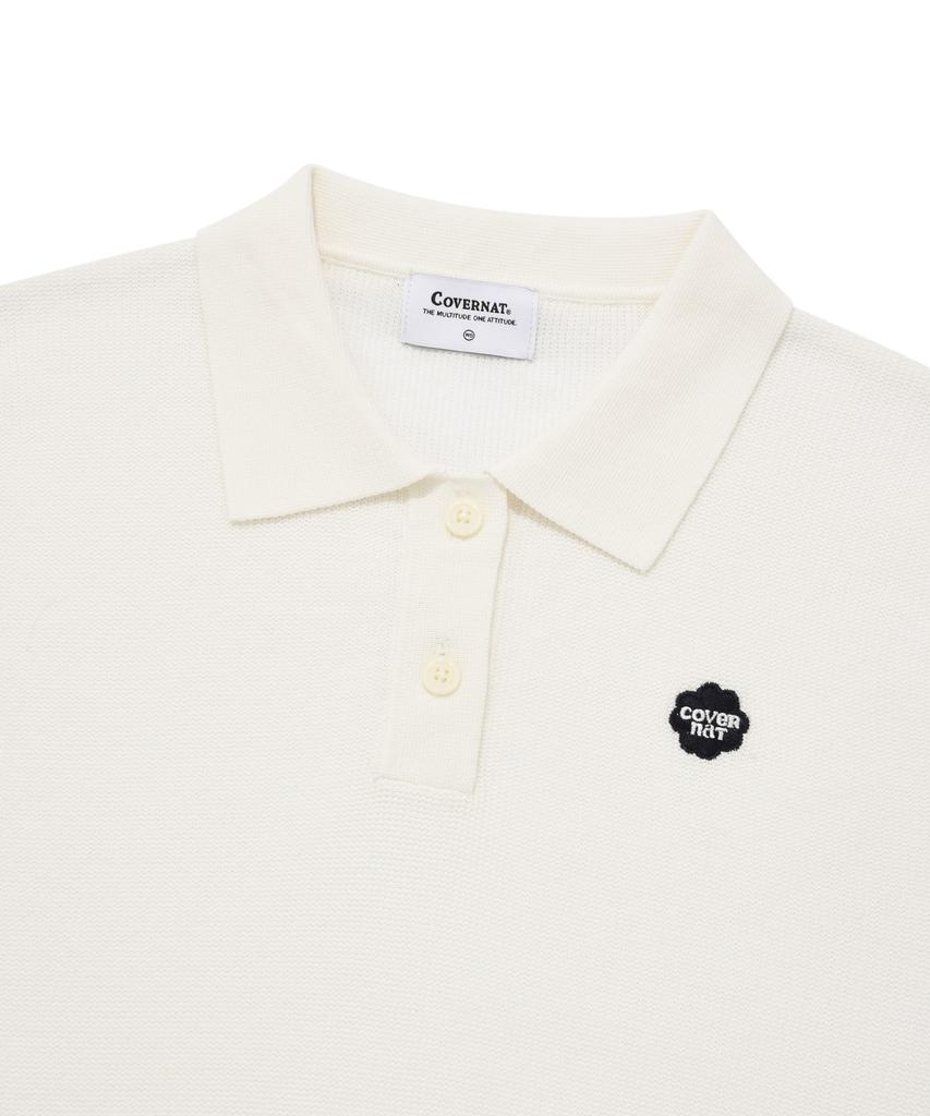 COVERNAT WOMAN Collared Half Knit Ivory
