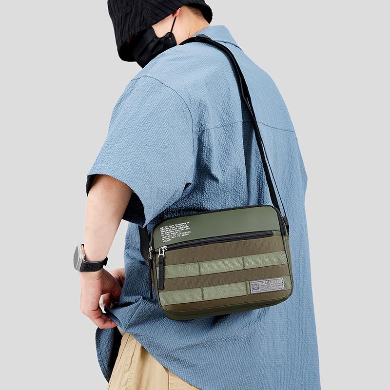 Borsa a tracolla leggera da uomo multistrato in nylon, alla moda, casual, per viaggi d'affari, resistente, con tracolla rimovibile