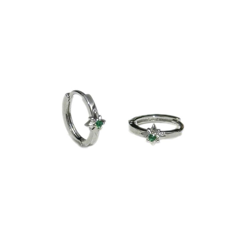 Komeiku Eight Awn Star Stud Earrings Niche European and American Ins Neutral Simple High Sense Double Ear Piercing Men and Women Earrings A Pair of Green Eight-Pointed Star Earrings