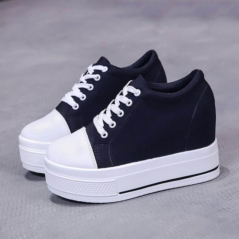 Thick Sole Fashion Lace-Up Canvas Shoes 